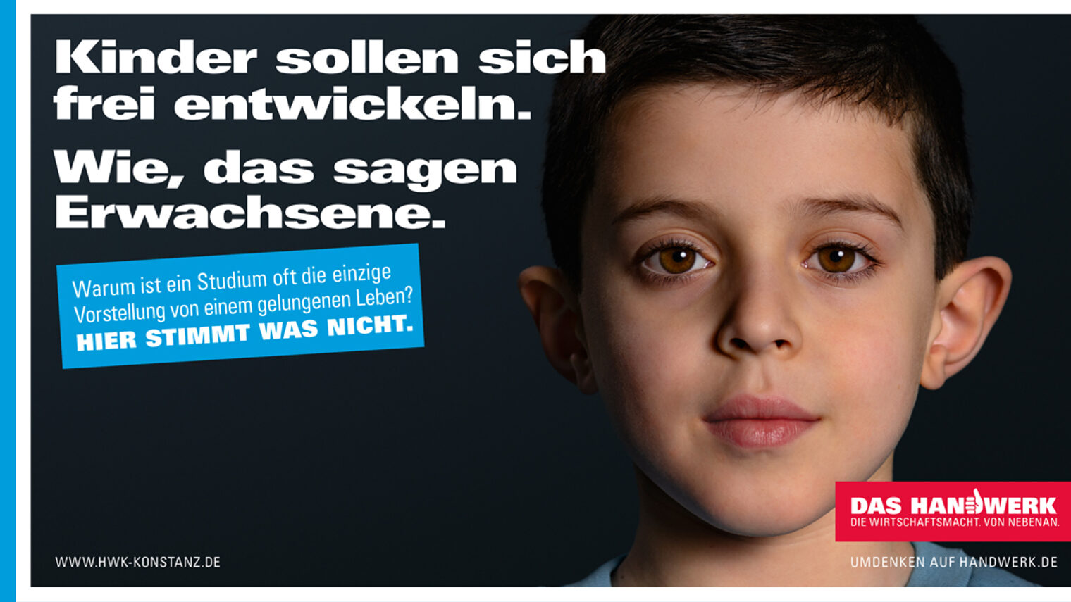 Werbeplakat der Imagekampagne des Deutschen Handwerks mit Portrait eines Jungen.