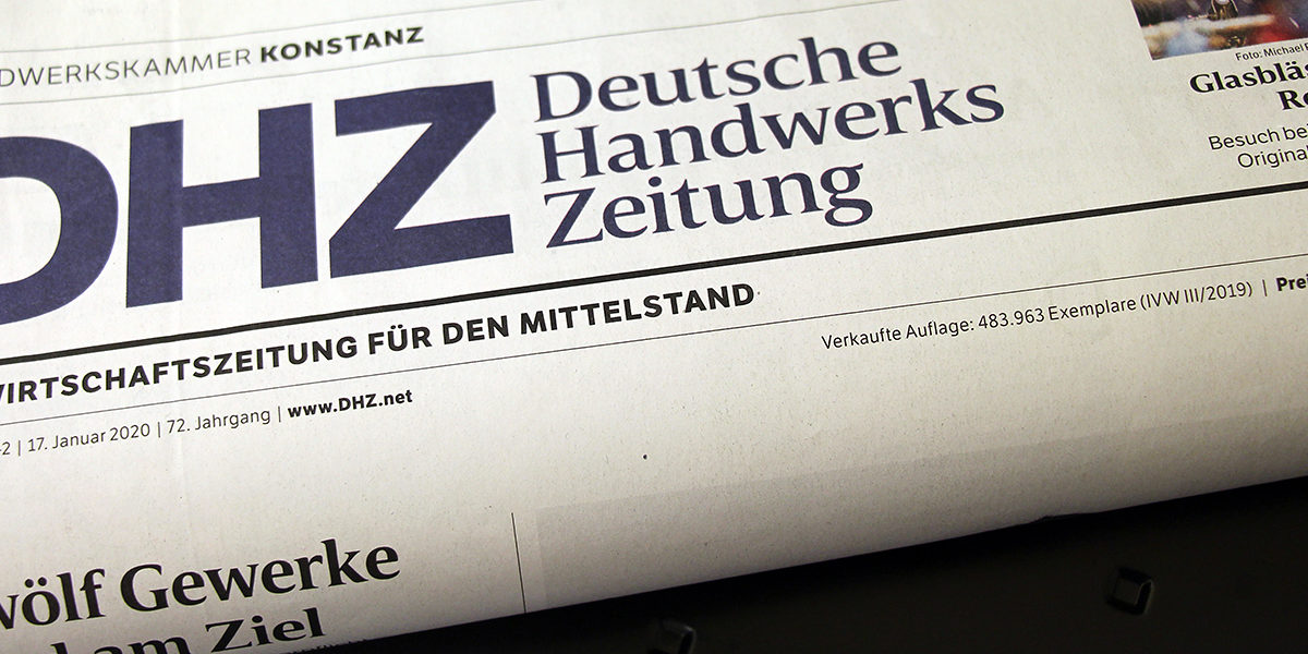 Deutsche Handwerks Zeitung DHZ Titelseite der Deutschen Handwerkszeitung DHZ