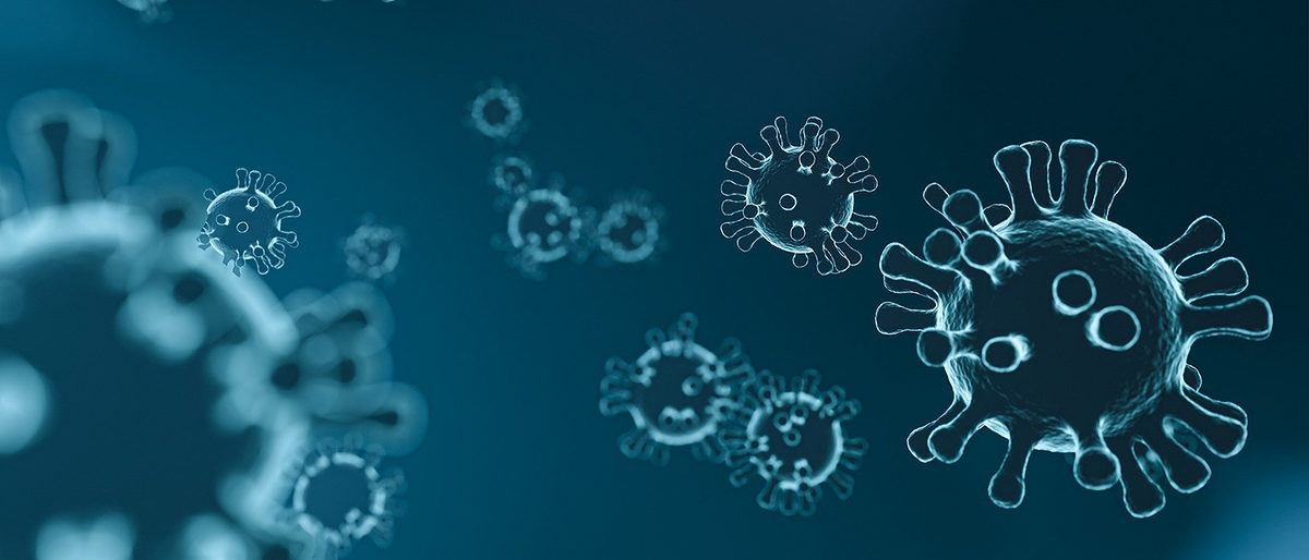 Coronavirus: Informationen für Betriebe Grafik mit mehreren Coronaviren