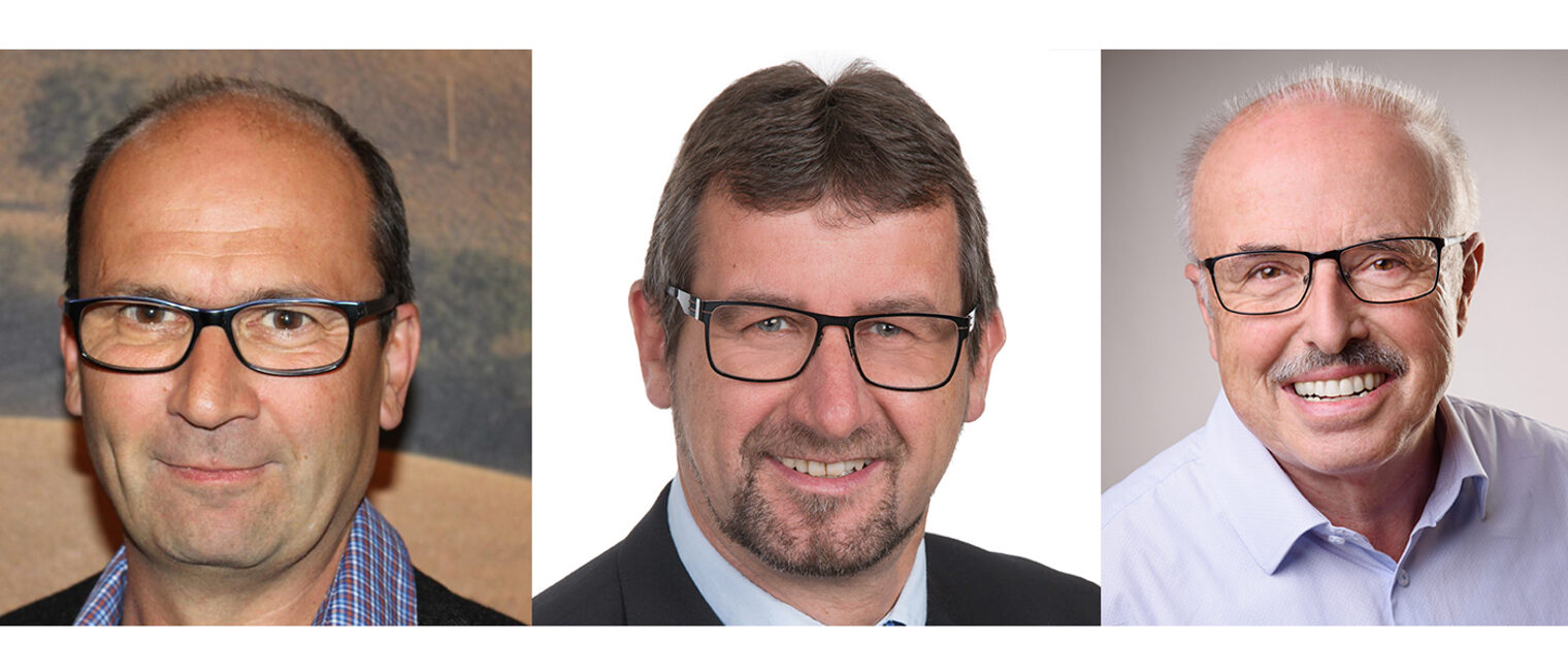 Von links nach rechts: Porträts von Rainer Kenzler, Bernd Simone, Hansjörg Blender.