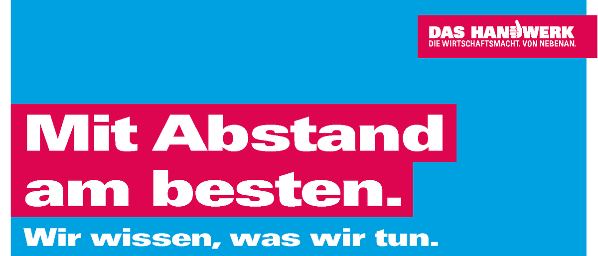 Corona-Plakat von handwerk.de Ausschnitt aus Plakat "Mit Abstand am besten"