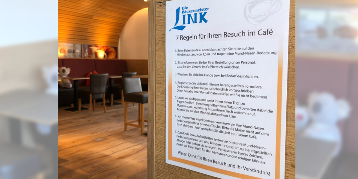 Auch im Café der Bäckermeister Link gelten nun strenge Regeln.