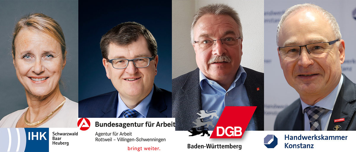 Birgit Hakenjos-Boyd, Thomas Dautel, Hans-Peter Menger, Werner Rottler Vier Vertreter des regionalen Bündnisses für Ausbildung: Birgit Hakenjos-Boyd, Thomas Dautel, Hans-Peter Menger, Werner Rottler