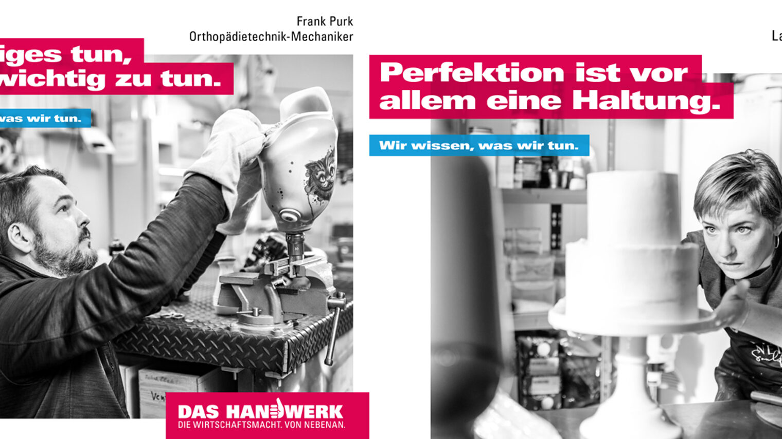 Zwei der vier neuen Motive der Imagekampagne des deutschen Handwerks