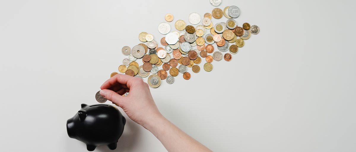 Lassen Sie Ihr Gründungsvorhaben fördern! Symbolbild für Finanzierung (Sparschwein und Münzen)