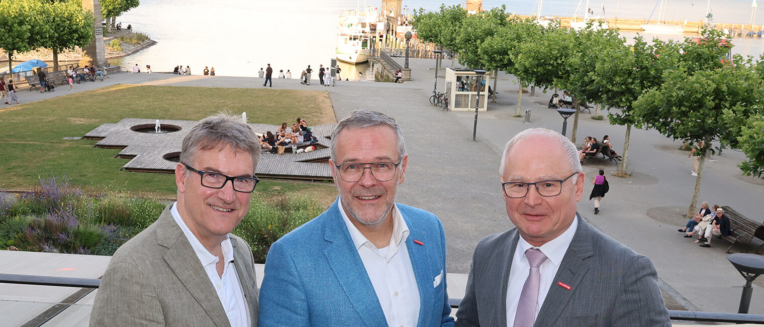 Georg Hiltner, Jörg Dittrich und Werner Rottler am Gremientag auf der Terrasse des Konstanzer Konzils.