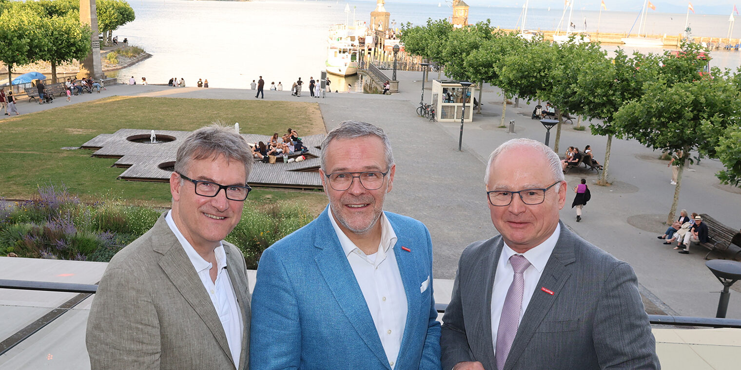 Georg Hiltner, Jörg Dittrich und Werner Rottler am Gremientag auf der Terrasse des Konstanzer Konzils.
