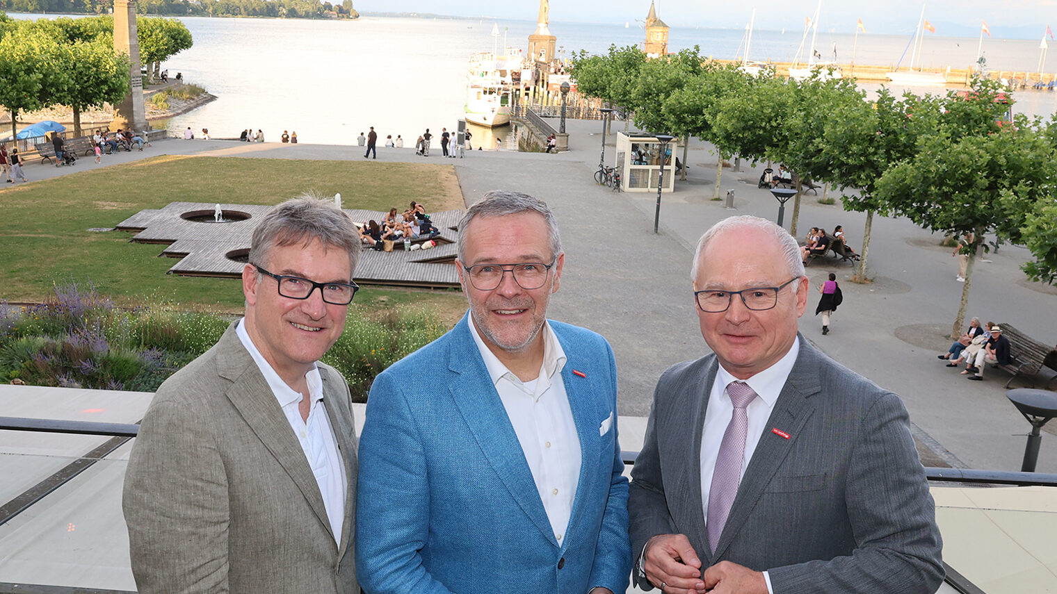 Georg Hiltner, Jörg Dittrich und Werner Rottler am Gremientag auf der Terrasse des Konstanzer Konzils.