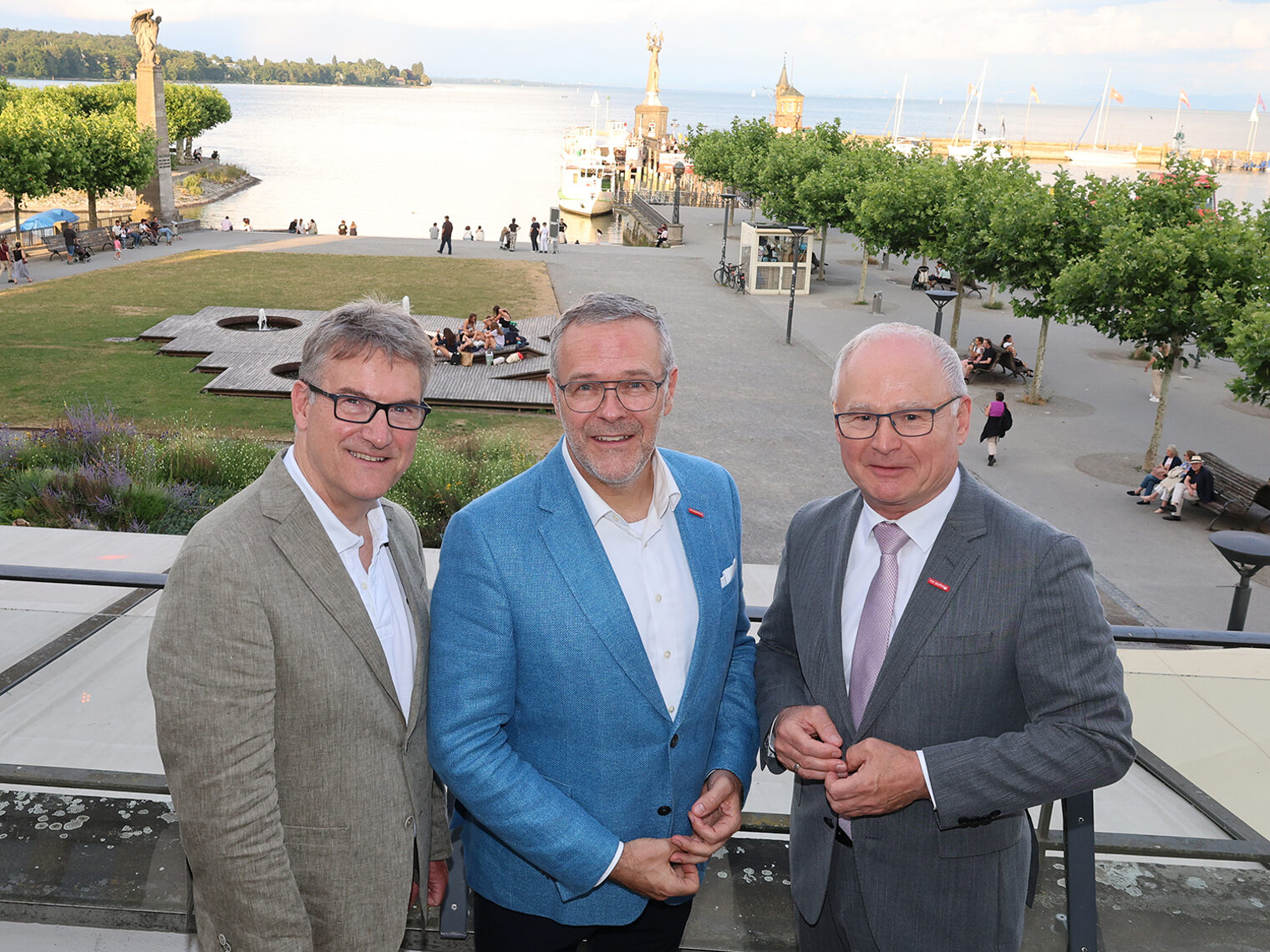 Georg Hiltner, Jörg Dittrich und Werner Rottler am Gremientag auf der Terrasse des Konstanzer Konzils.