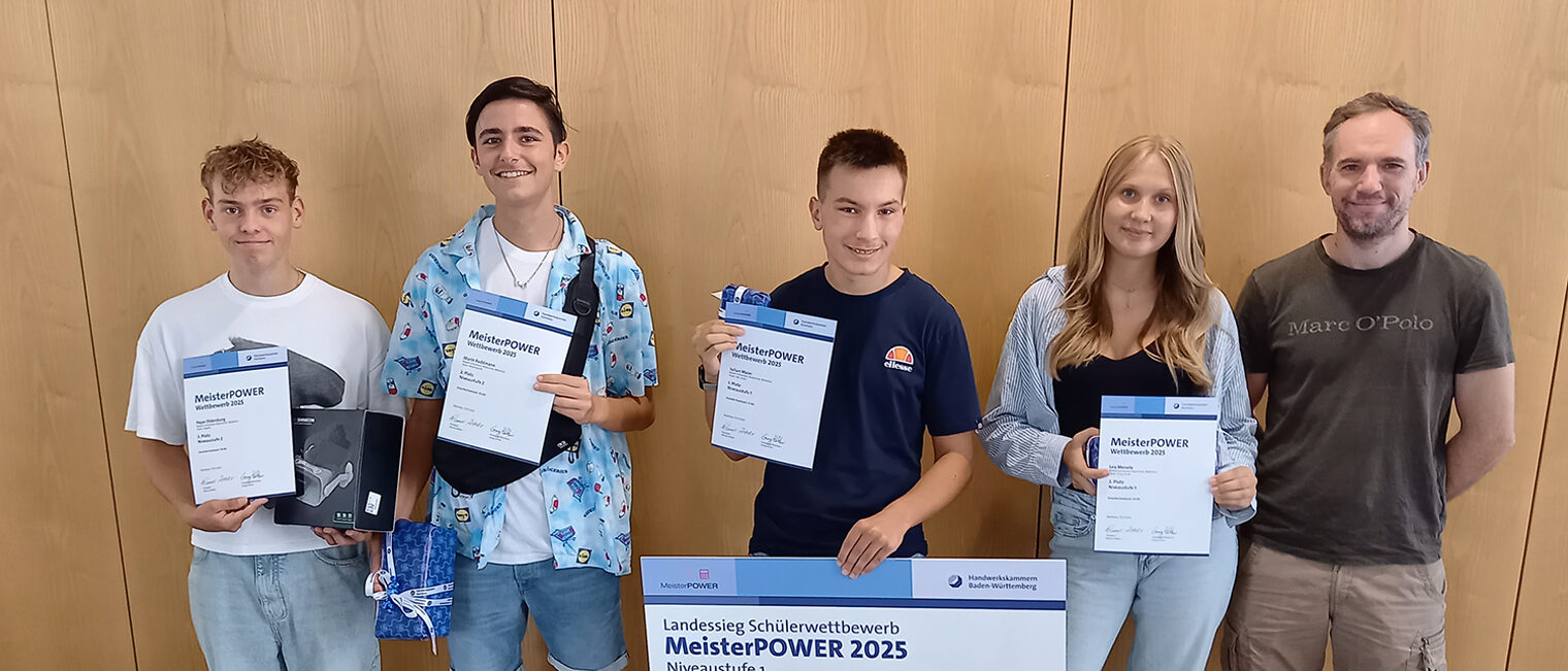Gruppenbild der Landessieger des Meisterpower-Schulwettbewerbs