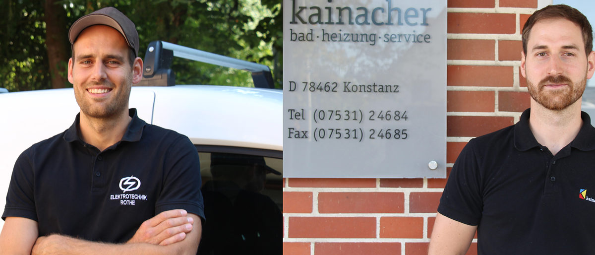 Links der Gründer: Vor einem Jahr hat sich Elektrotechnikermeister Philipp Rothe selbständig gemacht. "Es war einfacher als gedacht", sagt er heute. Rechts der Unternehmer: Installateur- und Heizungsbauermeister Daniel Sommerfeld ist in große Fußstapfen getreten und richtig vorwärts gekommen. Links der Gründer: Vor einem Jahr hat sich Elektrotechnikermeister Philipp Rothe selbständig gemacht. "Es war einfacher als gedacht", sagt er heute. Rechts der Unternehmer: Installateur- und Heizungsbauermeister Daniel Sommerfeld ist in große Fußstapfen getreten und richtig vorwärts gekommen.