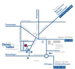 Anfahrtsskizze zu den Donauhallen